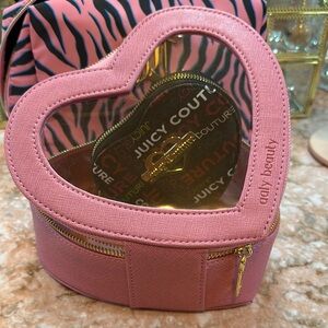 Heart-Shaped Pink Cosmetic Bag